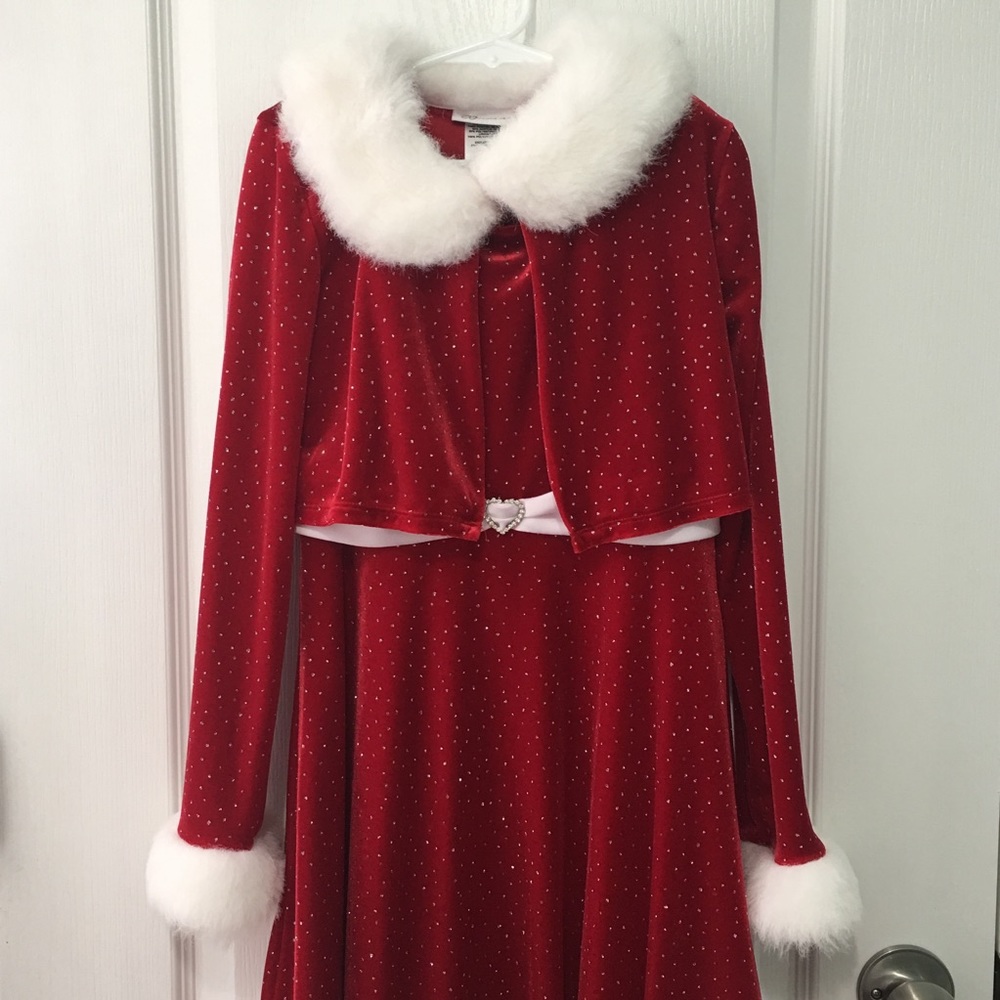 Bonnie Jean Girls Sparkly Fur Holiday Dress